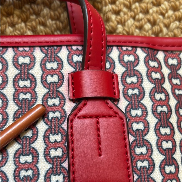Tory Burch Gemini Link Red Blue Tote Bag Purse - Picture 7 of 10